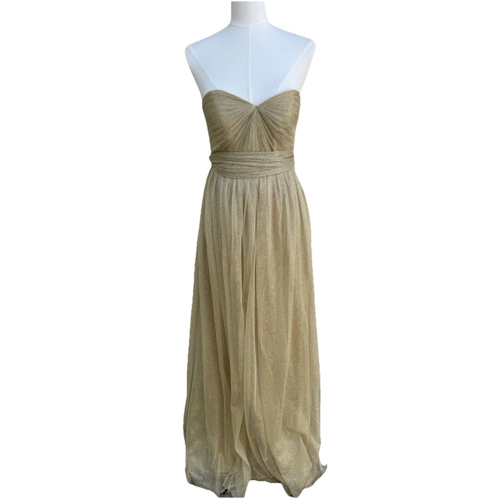 Jenny Yoo Convertible Bridesmaid Dress Gold Chiffon Formal Gown Size 6 Wedding
